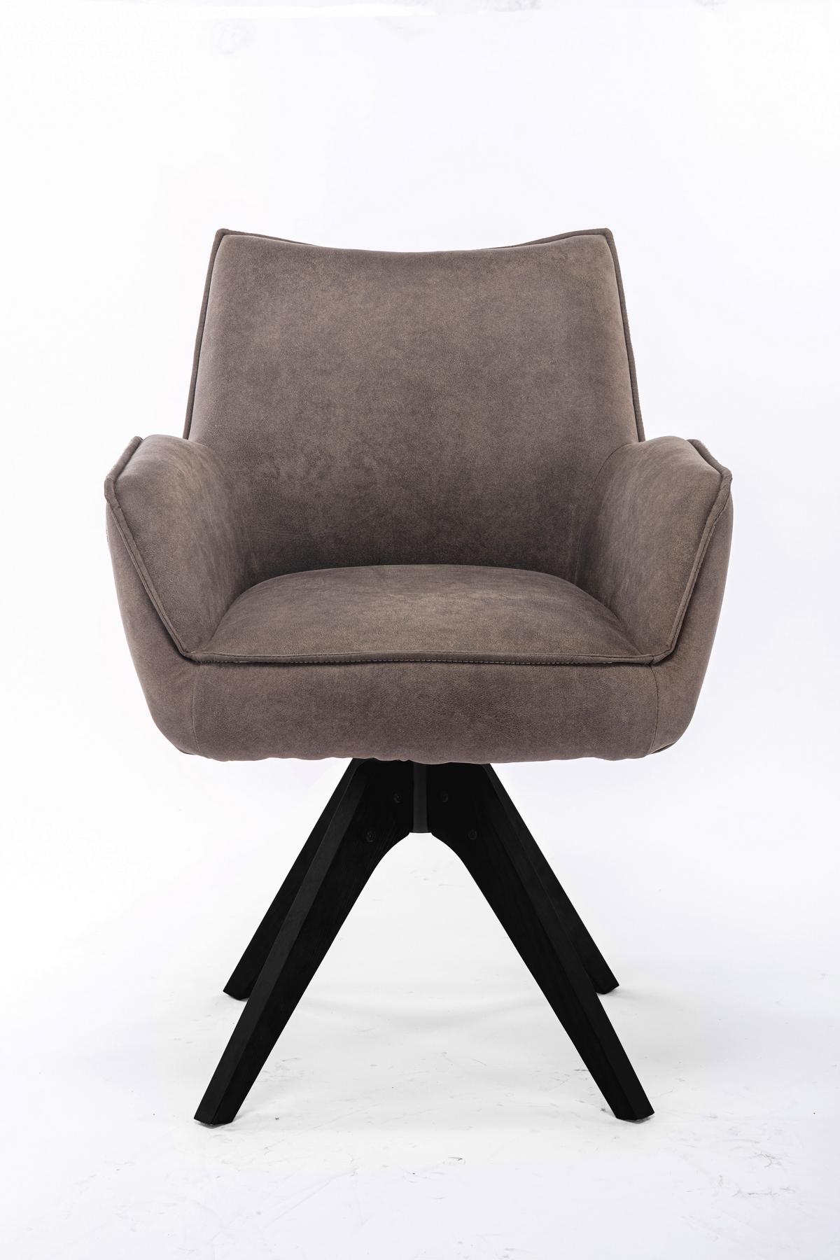 Stuhl Fulton Braun, Grau Beine Schwarz, B: 62 cm - Schwarz/Braun, Design, Holz/Textil (62/85/64cm) - Stylife