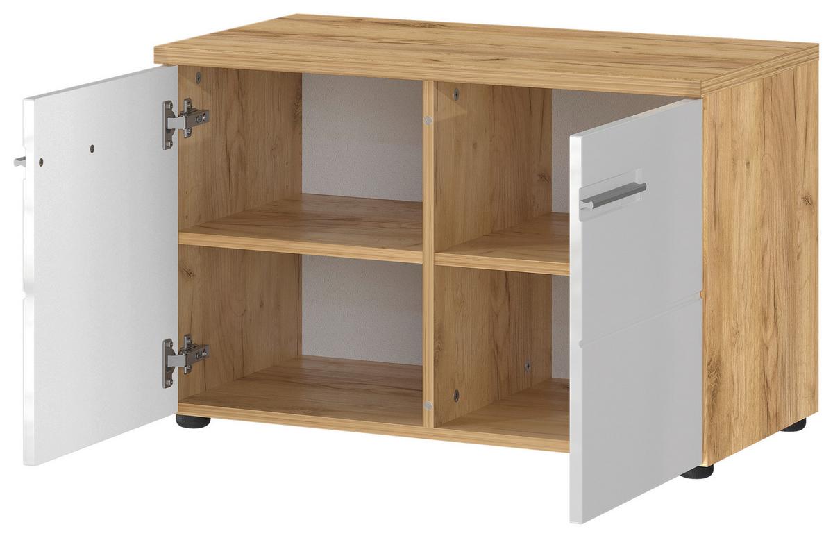 Schuhbank Aledo Weiß B: 75 cm - Eichefarben/Weiß, MODERN, Holzwerkstoff (75/50/41cm) - Germania