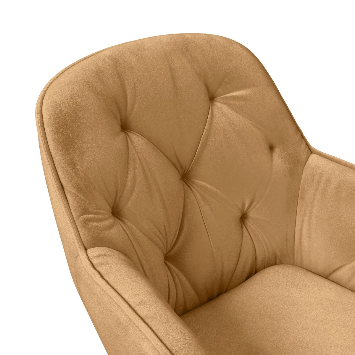 Armlehnstuhl Silvi Samt Braun 360° Drehbar - Schwarz/Braun, KONVENTIONELL, Textil/Metall (62/85/62cm)