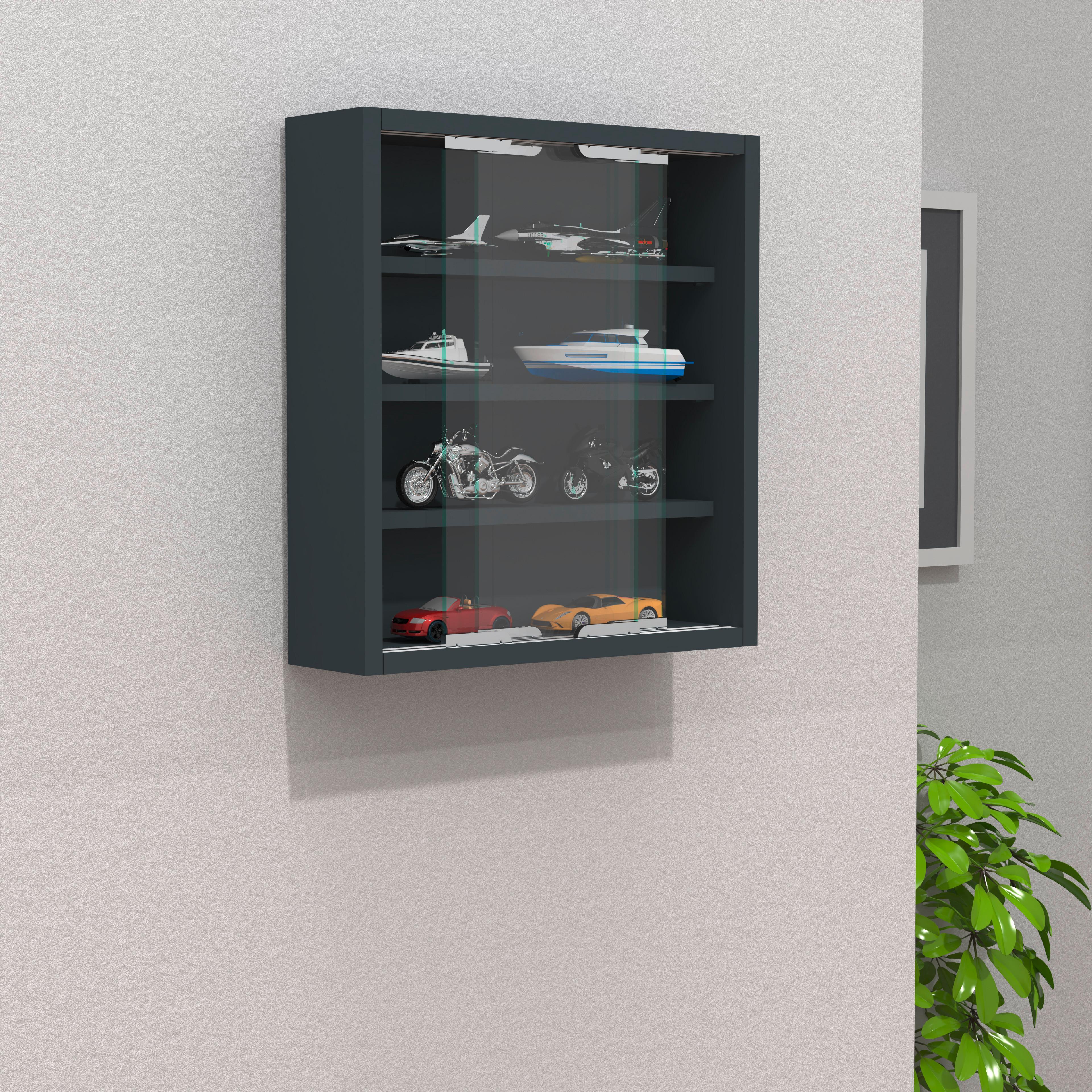 Hängevitrine Agisa S B: 37 cm Anthrazit - Anthrazit, MODERN, Glas/Holzwerkstoff (37/40/10cm) - MID.YOU