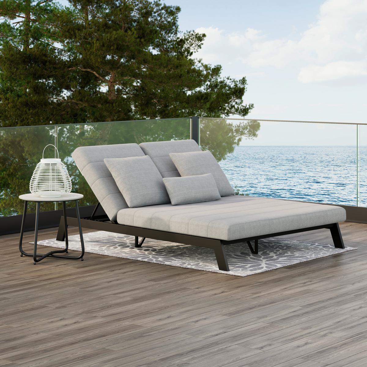 ZÁHRADNÉ LEŽADLO NOURI - svetlosivá, Modern, kov/textil (202/37/143cm) - Bessagi Garden