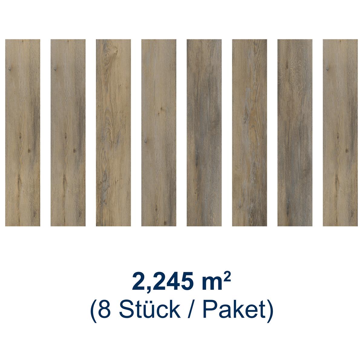 Designboden Eichefarben/Sand /Grau Landhausdiele Stärke 4,8mm - Sandfarben/Eichefarben, Basics, Kunststoff (122/23/0.48cm)
