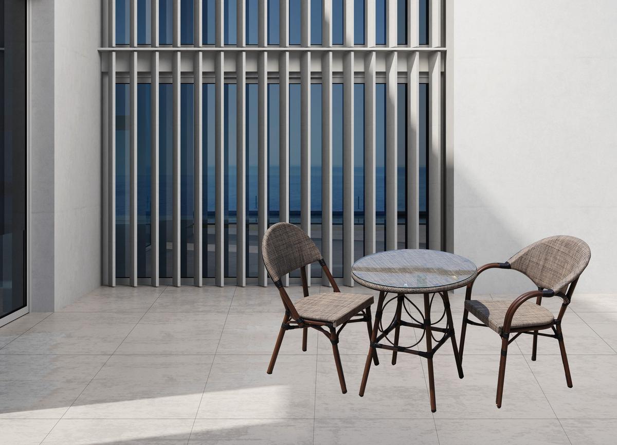 Gartenmöbel Set 3-Tlg. Maui Metall/Textil - Sandfarben/Beige, Basics, Textil/Metall (70/74cm) - Gardenson