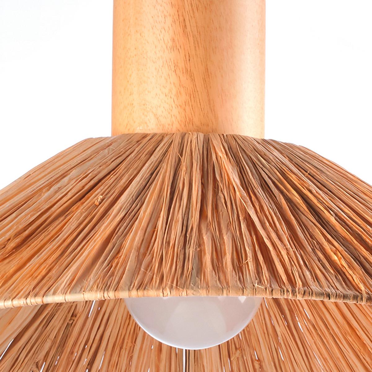 Hängeleuchte Rafia Beige L: 60 cm 22w - Beige, Natur, Holz (60/60/120cm)
