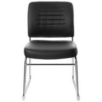 Besucherstuhl Tonso Lederlook Schwarz/Chromfarben bis 110 kg - Chromfarben/Schwarz, MODERN, Textil/Metall (47/85/51cm) - MID.YOU