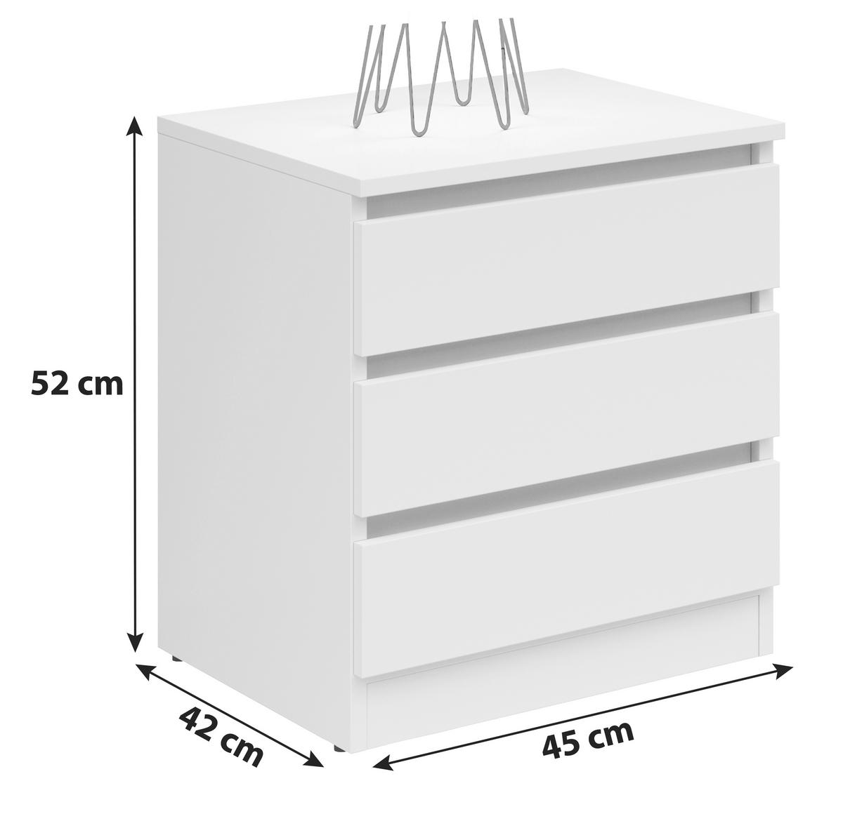 Éjjeliszekrény Saturn - fehér, Konventionell, faalapú anyag (45/52/42cm)