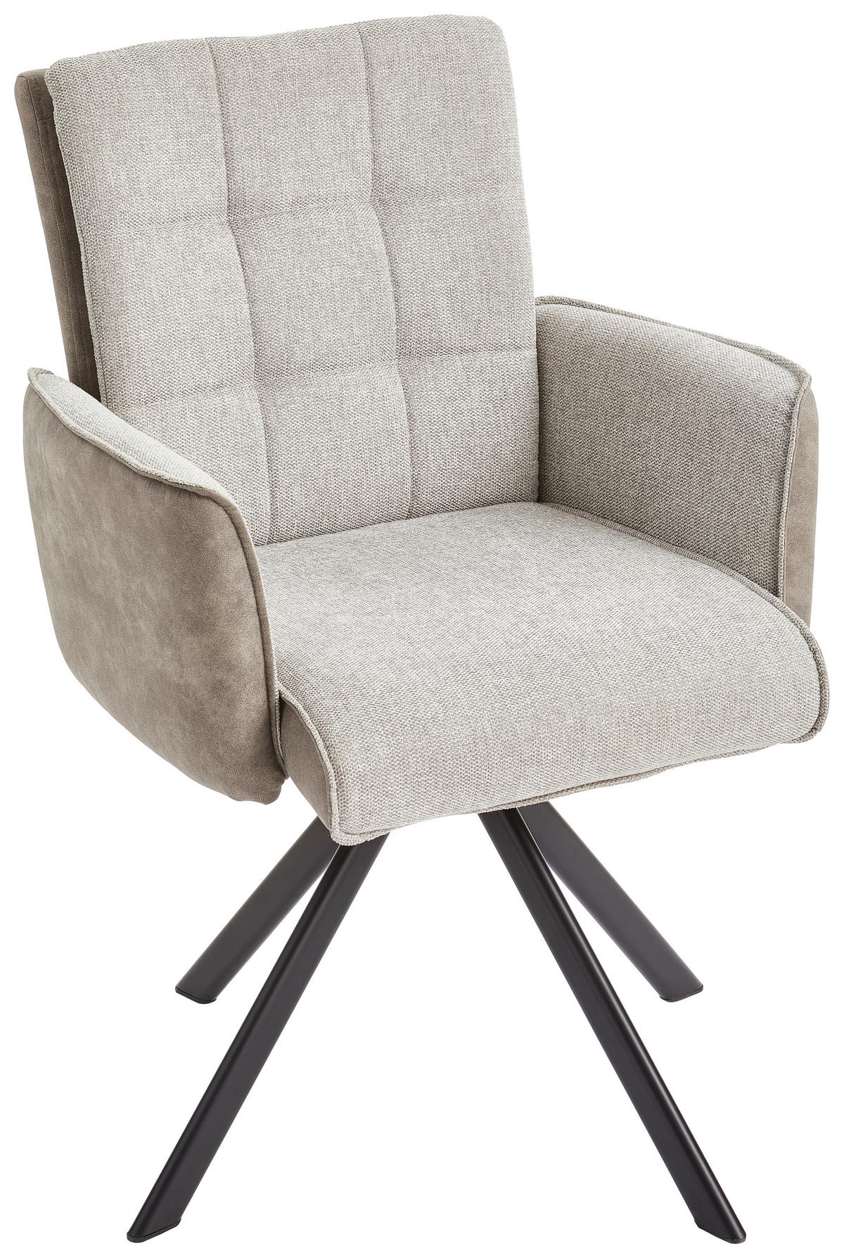 Armlehnstuhl Frida Grau drehbare Sitzfläche - Schwarz/Grau, MODERN, Holz/Textil (61/91/64cm) - Livetastic
