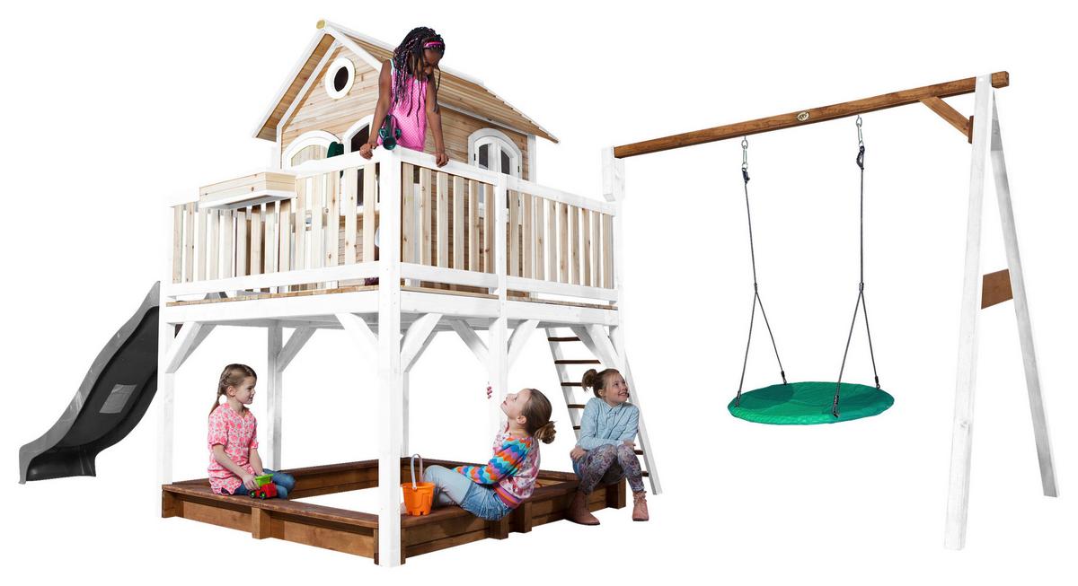 Spielturm A030.154.81 - Braun/Weiß, KONVENTIONELL, Holz (613/291/277cm) - Ambia Garden