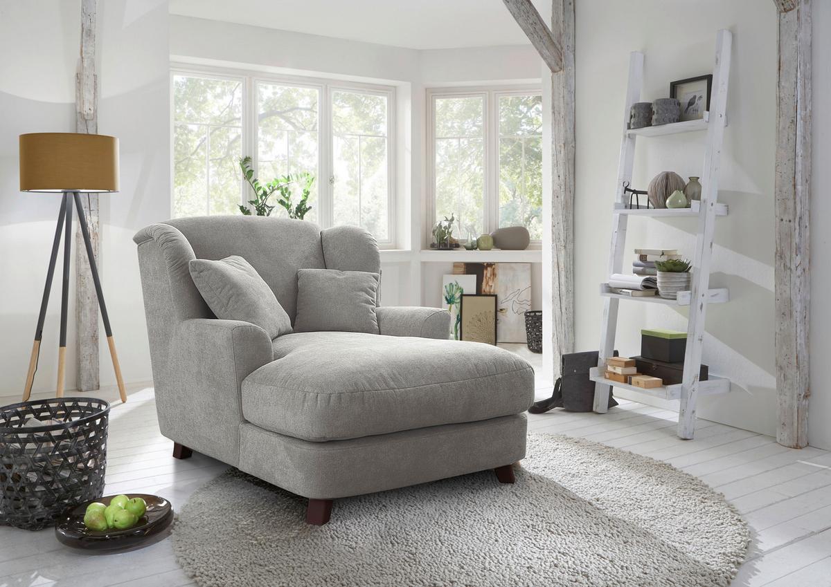 XXXL-Sessel Asado silberfarben teilmassiv, B: 109 cm - Dunkelbraun/Silberfarben, MODERN, Holzwerkstoff/Textil (109/104/145cm) - Sit & More