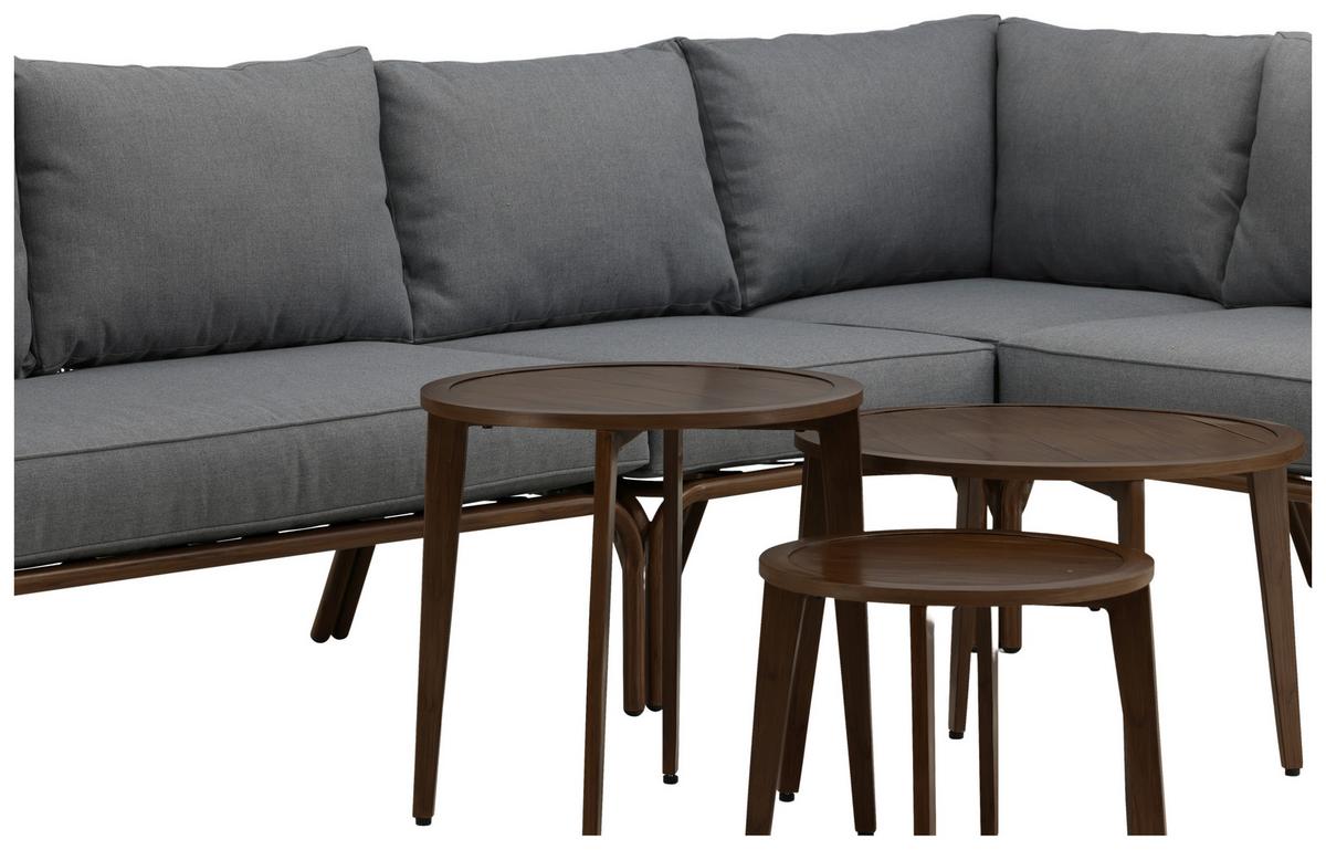Loungegarnitur 4-Tlg Roxo Metall/Textil mit Kissen - Braun/Grau, KONVENTIONELL, Textil/Metall - Gardenson