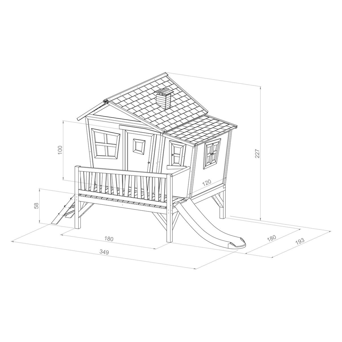 Spielhaus A030.108.21 - Rot/Hellgrün, KONVENTIONELL, Holz/Kunststoff (123/12,8/152cm) - Ambia Garden