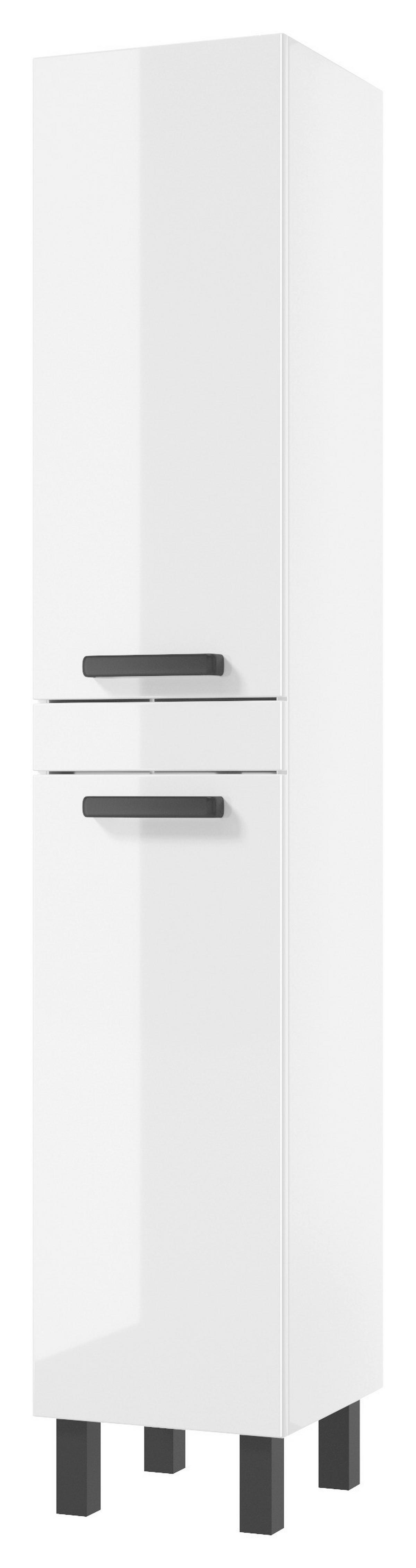 Hochschrank Rima B: 33 cm Weiß - Schwarz/Weiß, Basics, Holzwerkstoff (33/170/33cm) - MID.YOU