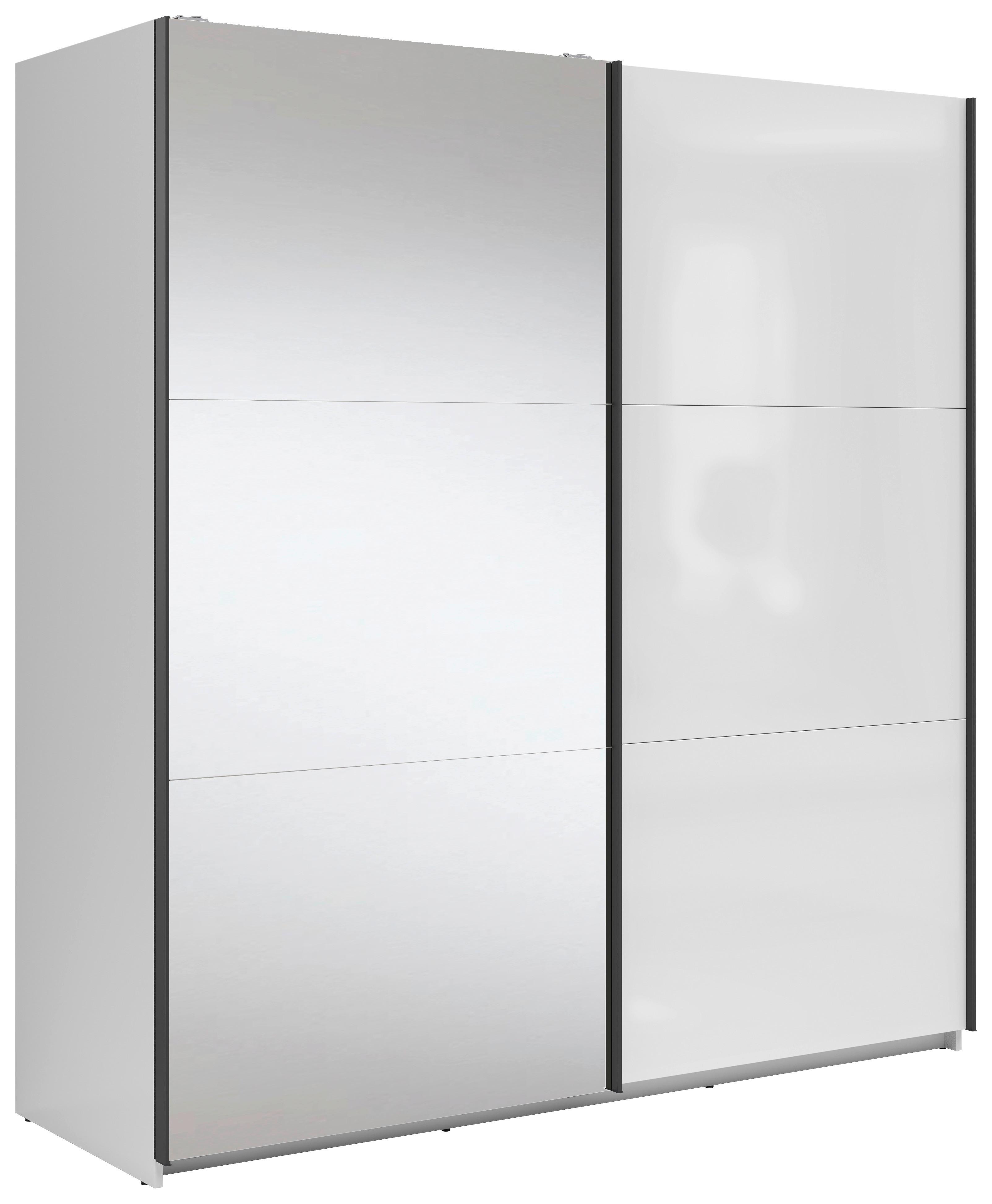 Schwebetürenschrank Tetrix - Klar/Weiß Hochglanz, MODERN, Glas/Holzwerkstoff (183/195,5/60cm) - MID.YOU