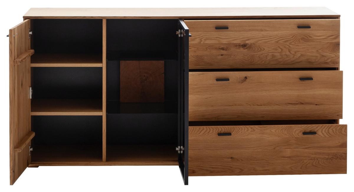 Sideboard Assini Wildeiche B: 183 cm - Wildeiche, Design, Glas/Holz (183/88/44cm) - MID.YOU