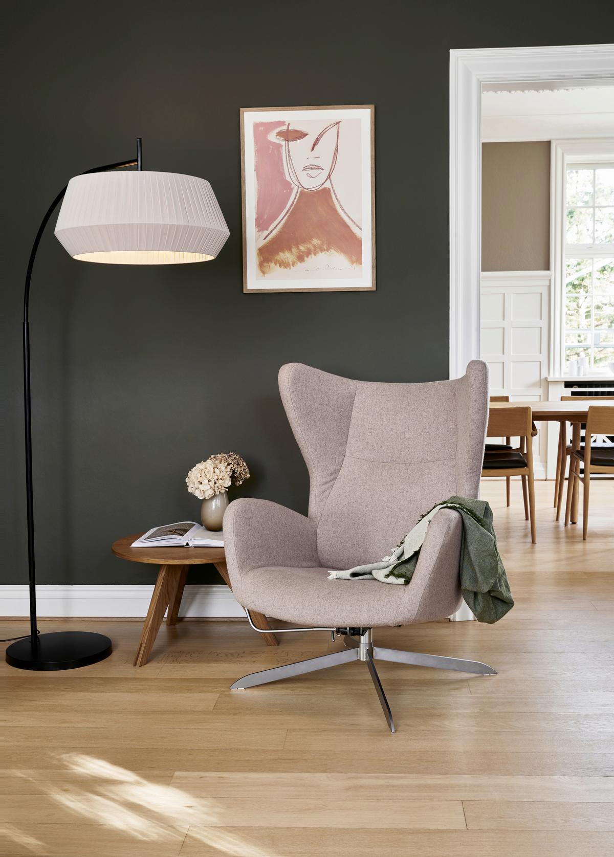 Bogenleuchte Dicte Beige L: 103 cm - Beige/Schwarz, Natur, Textil/Metall (103/53/180cm) - Nordlux