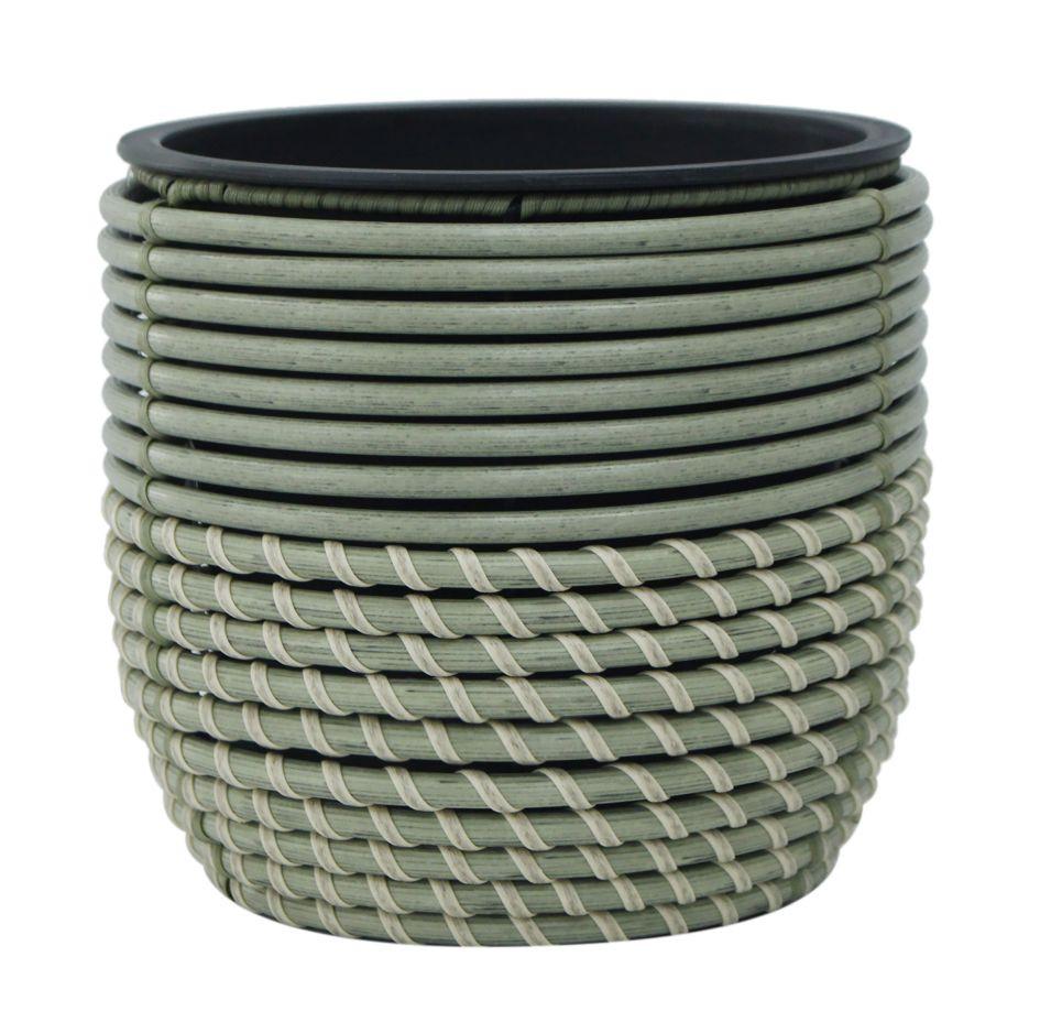 Blumentopf Marlisa - Schwarz/Grün, KONVENTIONELL, Kunststoff/Metall (21/19cm) - Luca Bessoni