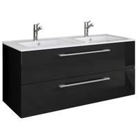 Hängendes Waschbecken Mit Unterschrank B: 111 cm Weiß - Schwarz/Weiß, MODERN, Keramik/Holzwerkstoff (111cm) - MID.YOU