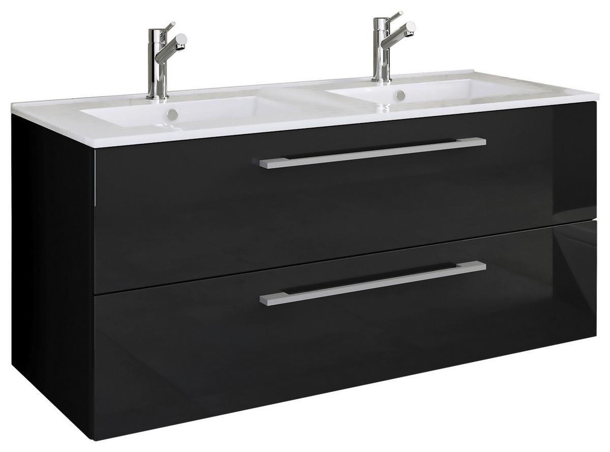 Hängendes Waschbecken Mit Unterschrank B: 111 cm Weiß - Schwarz/Weiß, MODERN, Keramik/Holzwerkstoff (111cm) - MID.YOU