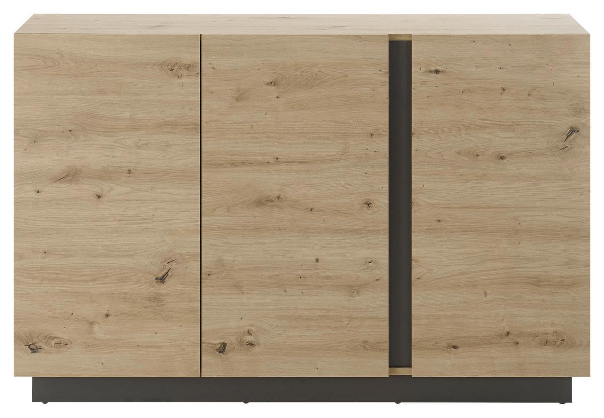 Sideboard Clair Grau/Eiche Dekor B:138cm - Eiche Artisan/Grau, Design, Holzwerkstoff (138/91/40cm) - MID.YOU