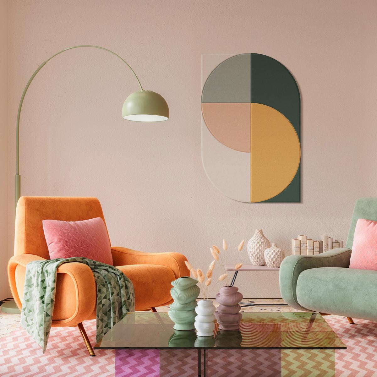 Akustický panel MILLA - růžová/šalvějově zelená, textil (60/90cm) - Mömax