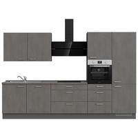 Kuchynská linka 330 cm, bridl.šedý betón/bridl.šedá - farba ušľachtilej ocele/bridlicová, Modern, kov/kompozitné drevo (330cm) - Nobilia