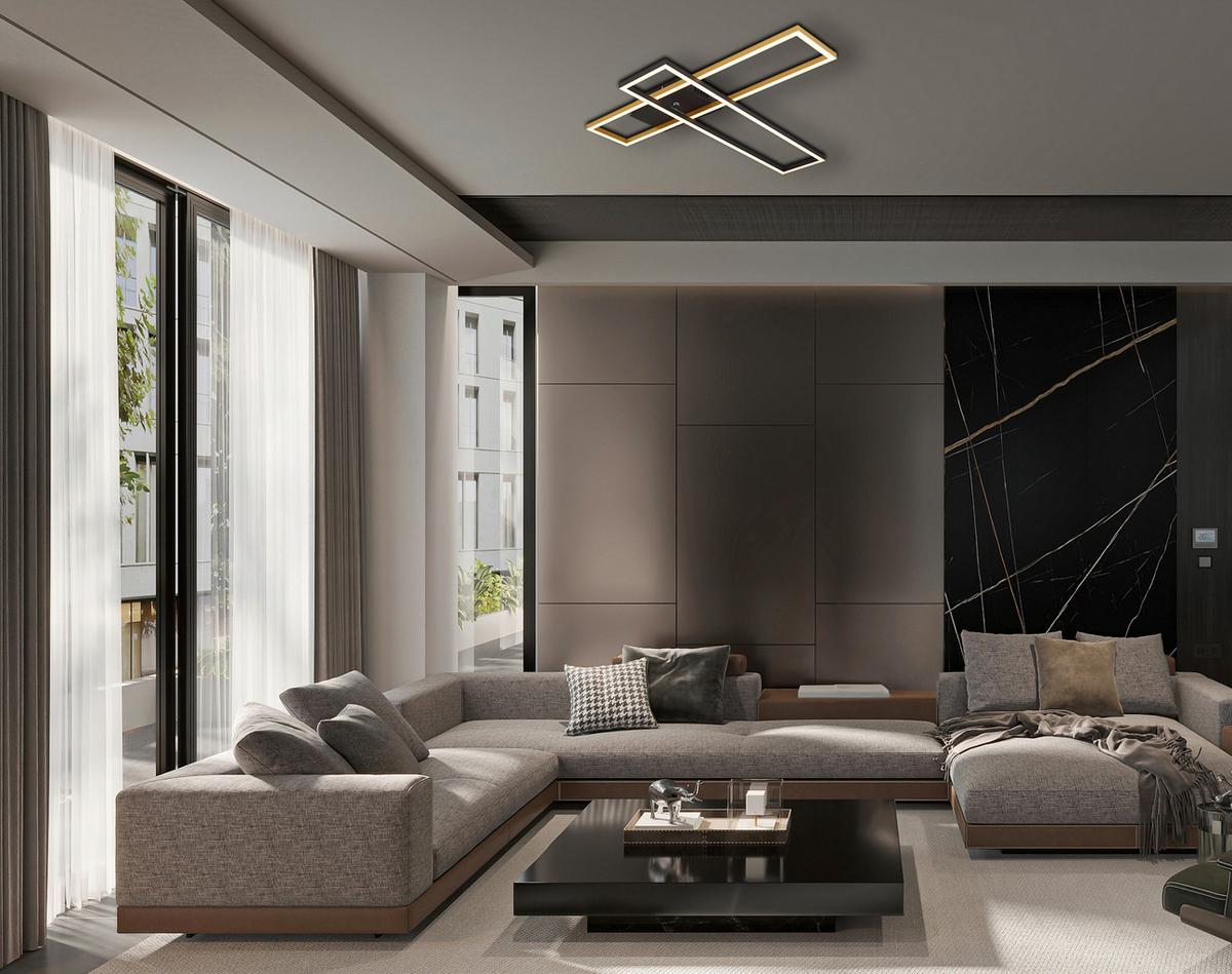 Led-deckenleuchte 67208-30g - Goldfarben/Opal, Design, Kunststoff/Metall (80/60/7,5cm) - Globo