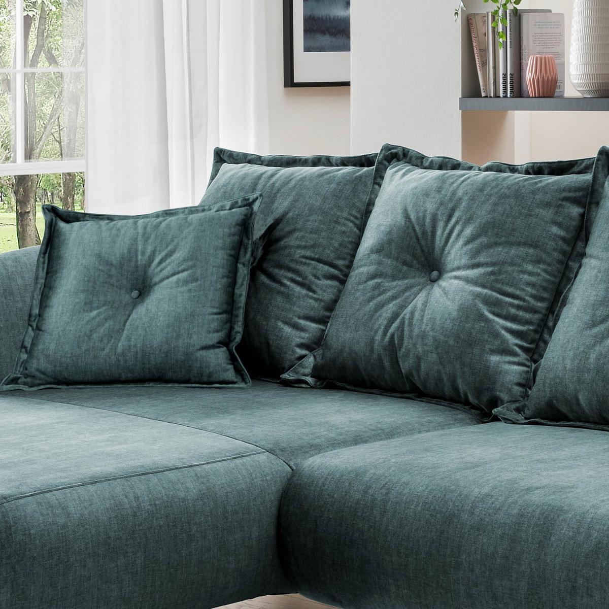 Ecksofa Baggio Blau/Grün S: 162/277 cm - Blau/Buchefarben, MODERN, Holz/Textil (162/277cm) - Livetastic