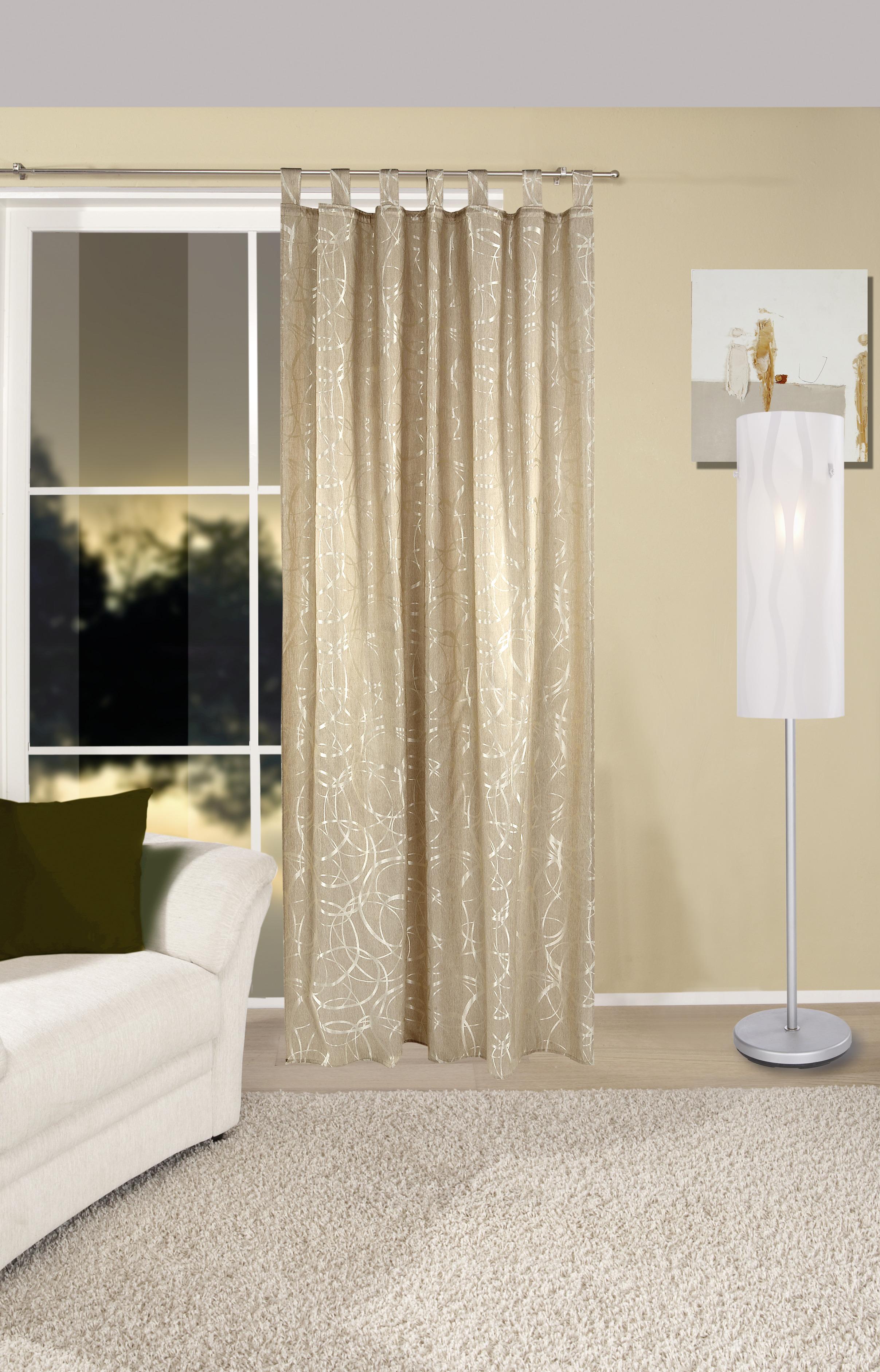 Vorhang Mit Schlaufen Und Band Linda 140x255 Cm Beige - Beige, KONVENTIONELL, Textil (140/255cm) - Ondega