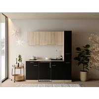 KÜCHENBLOCK Ingrid, Schwarz B: 180 cm - Eichefarben/Schwarz, Design, Holzwerkstoff (180cm) - Respekta