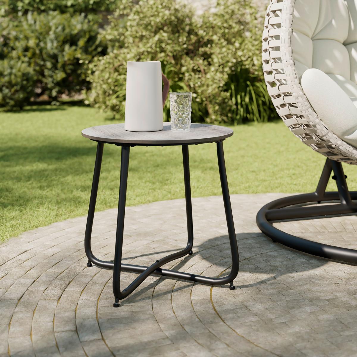 ZAHRADNÍ ODKLÁDACÍ STOLEK PINE - šedá/černá, Moderní, kov/plast (50/49,5/50cm) - Bessagi Garden