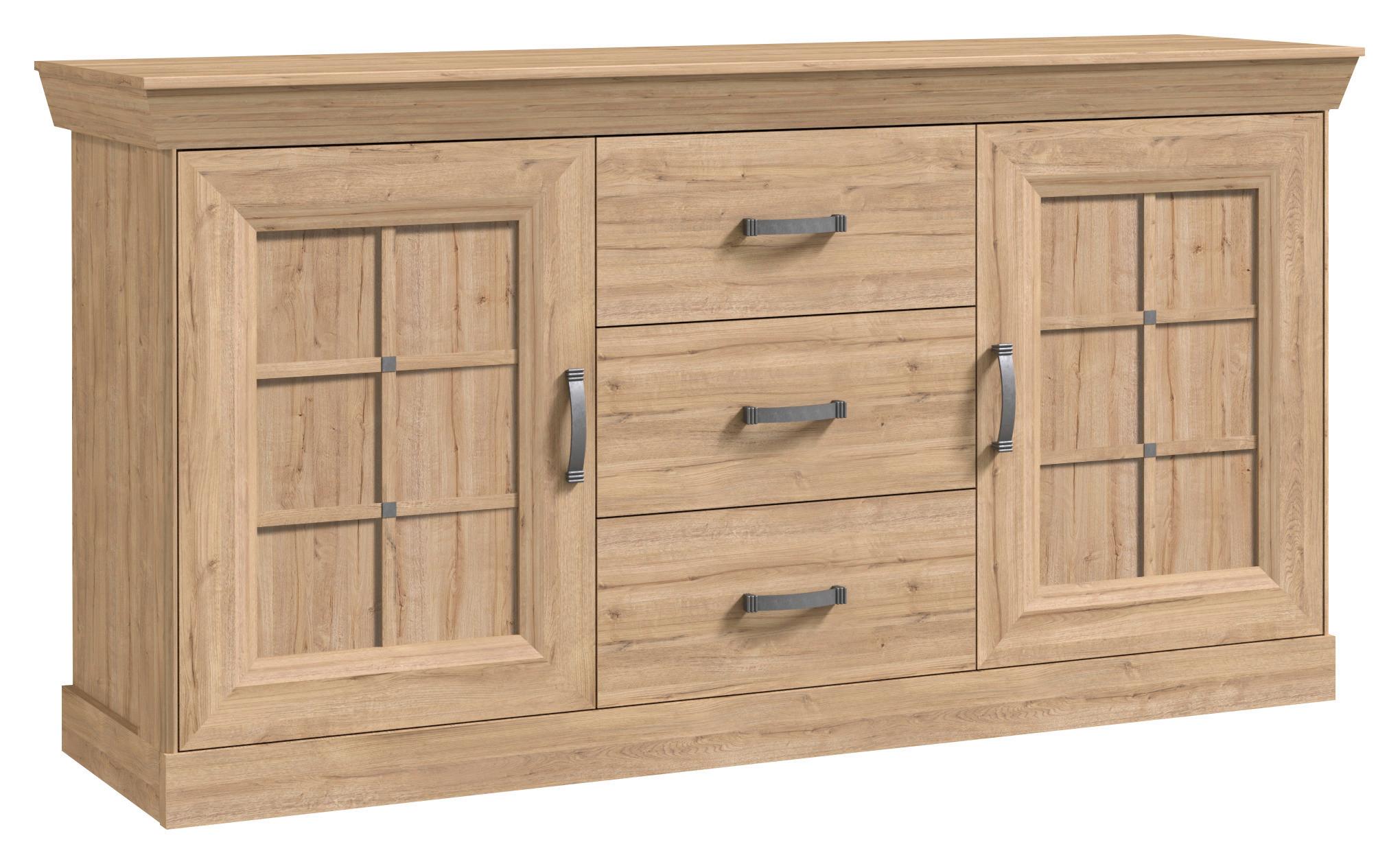 KOMODA CANNES - farba zinku/čierna, Romantik / Landhaus, kov/kompozitné drevo (174/90/47cm)