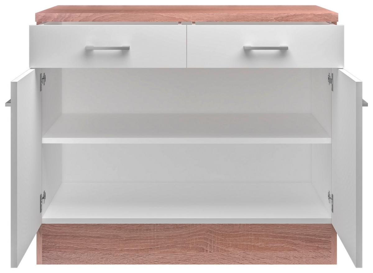 KUCHYŇSKÁ SPODNÍ SKŘÍŇKA SAMOA  US 100 - bílá/Sonoma dub, Konvenční, kompozitní dřevo/plast (100/85/57cm)