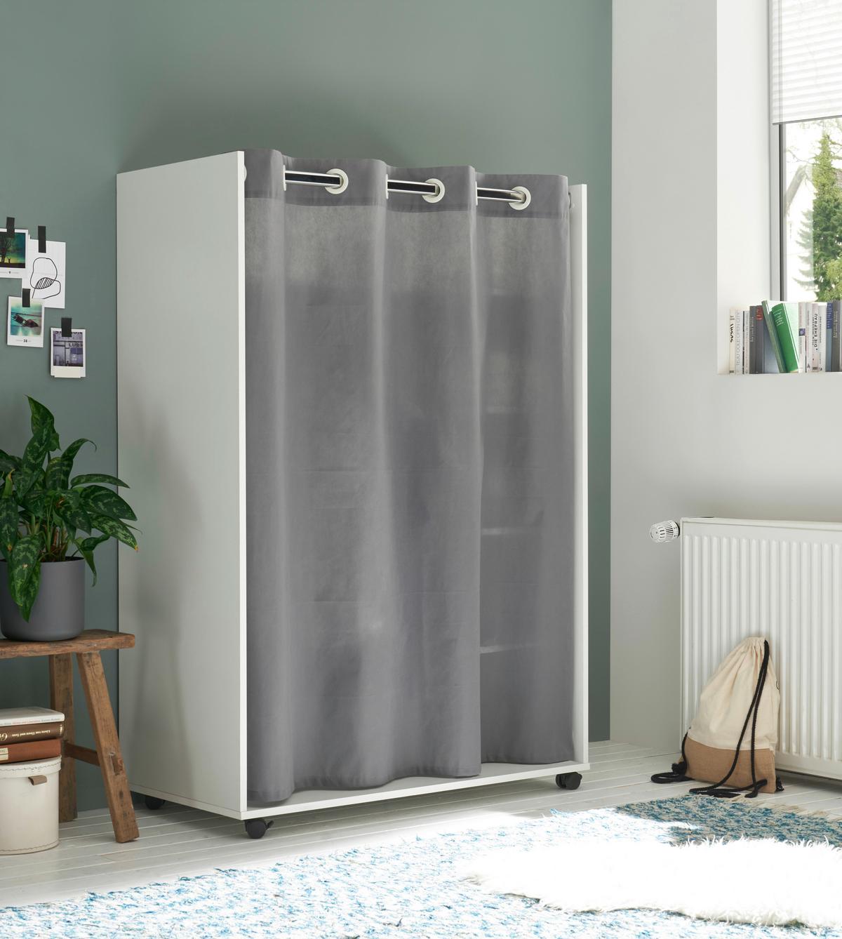 Offener Kleiderschrank Jenke Weiß/grau - Weiß/Grau, Basics, Holzwerkstoff/Textil (100/145/50cm) - MID.YOU