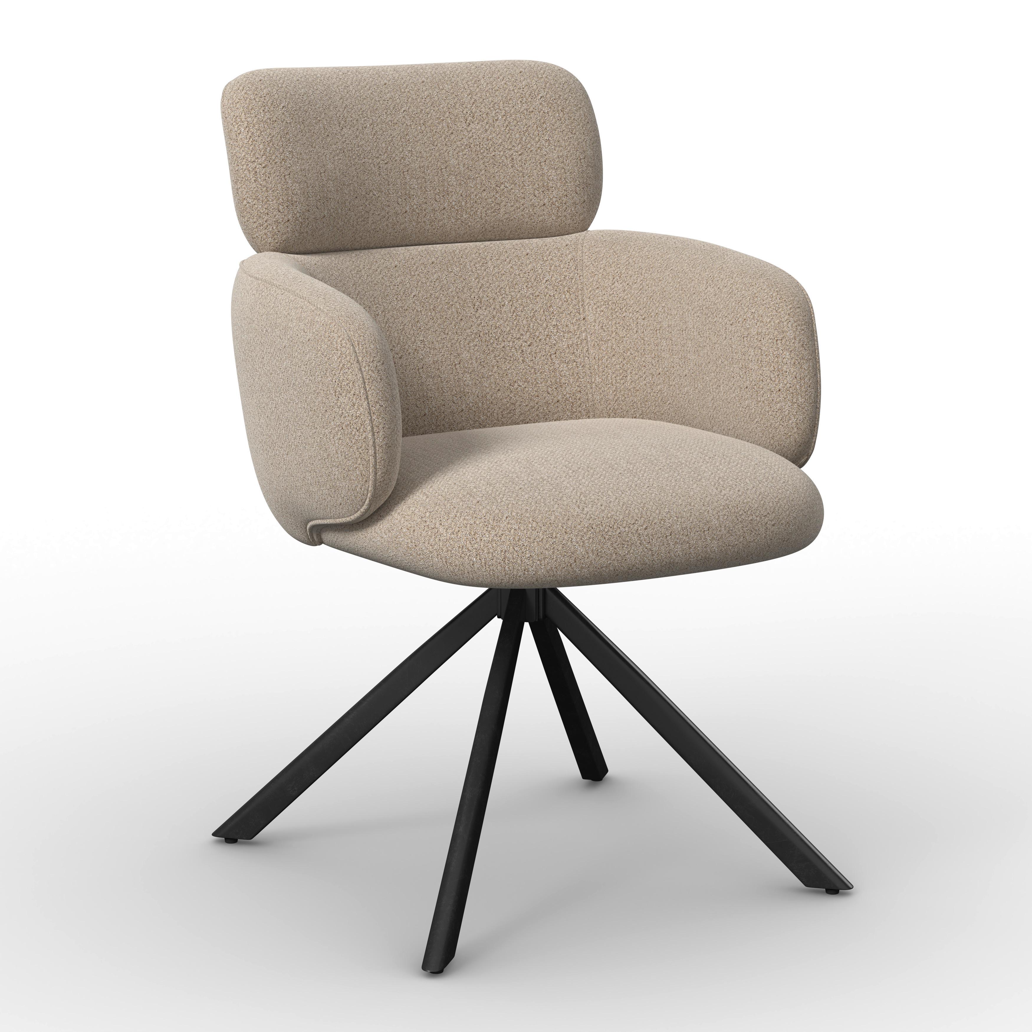 ŽIDLE S PODRUČKAMI LIORA - černá/hnědá, Moderní, kov/textil (57,5/84/61cm) - Bessagi Home