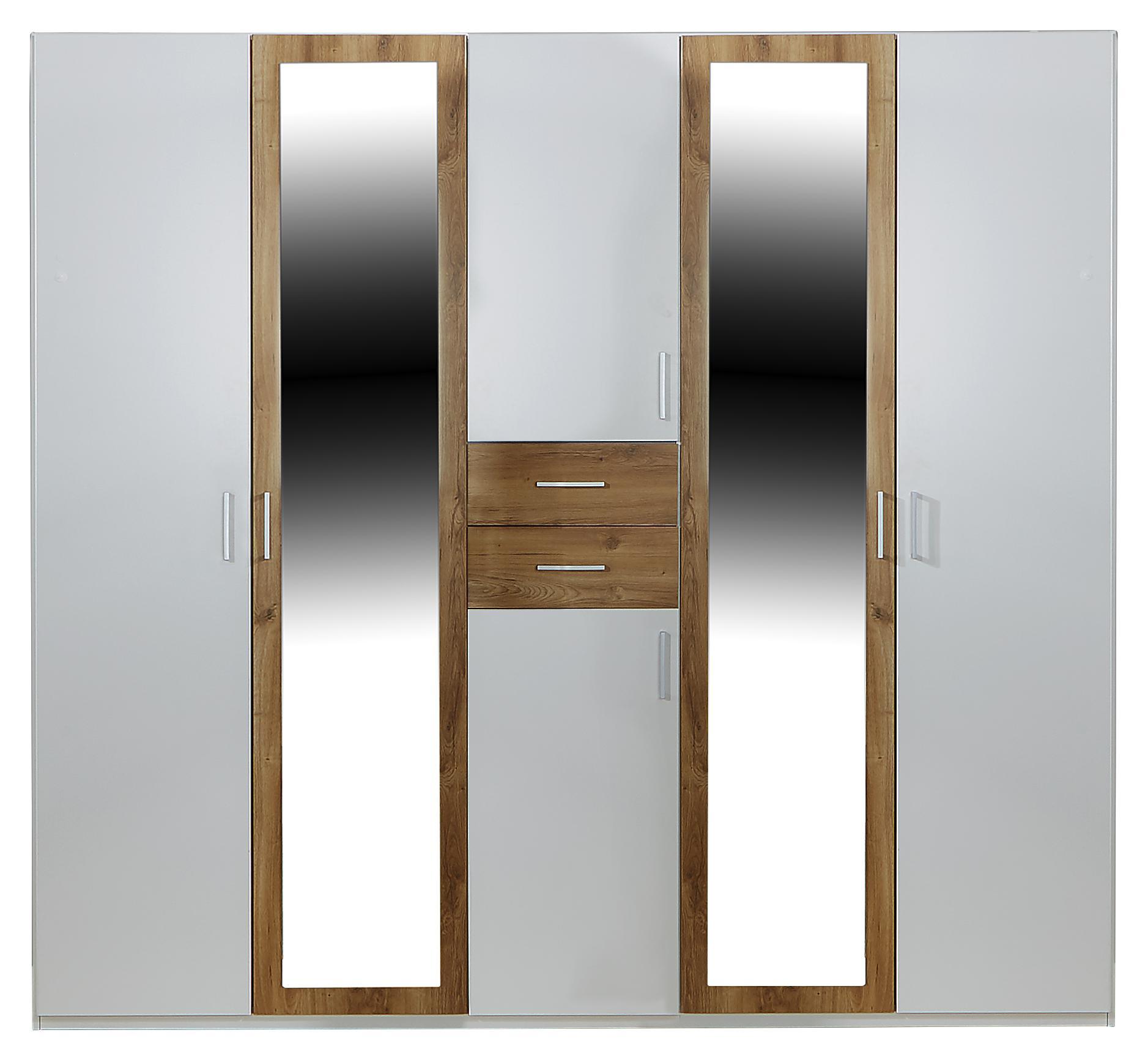 Ruhásszekrény Diver - Tölgyfa/Fehér, konvencionális, Faalapú anyag/Fa (225/210/58cm)