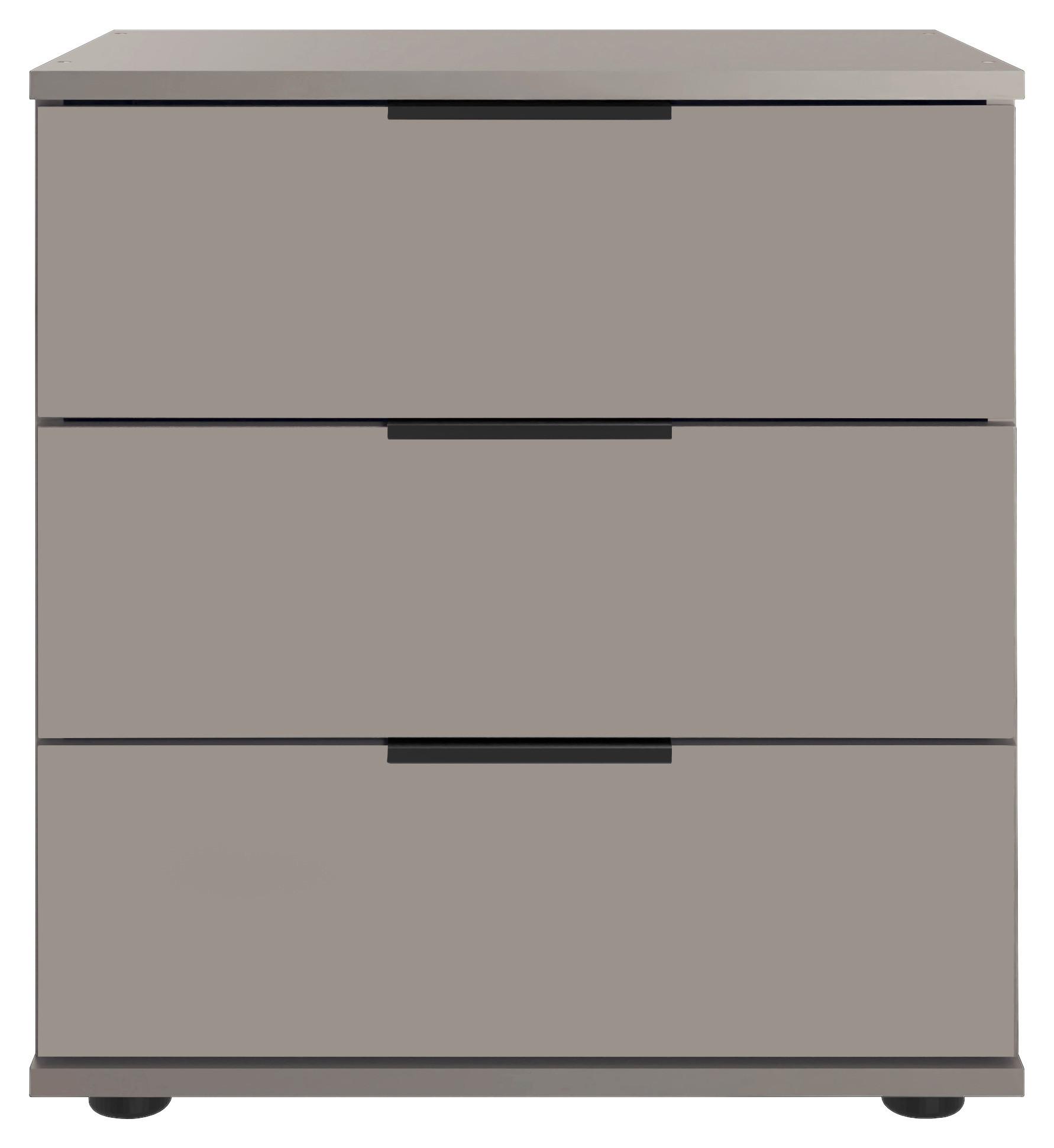 Nachtkästchen Saigon Beige/Greige B: 52 cm - Greige/Beige, MODERN, Glas/Holzwerkstoff (52/58/38cm) - MID.YOU