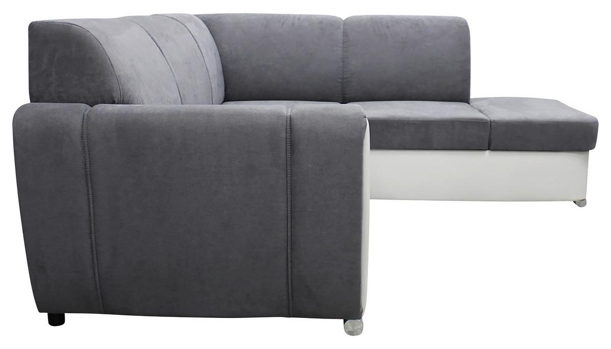 Ecksofa Mit Bettkasten Doris Rücken Echt Grau/weiß - Silberfarben/Weiß, Design, Textil (255/196cm) - MID.YOU