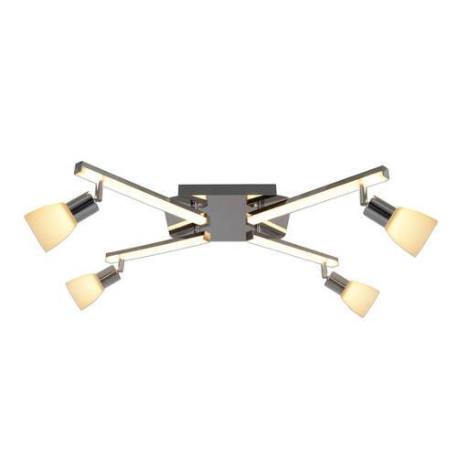 Strahler Ibiza 4-Flammig L: 68 cm - Chromfarben/Opal, Basics, Glas/Kunststoff (22/68cm) - Näve
