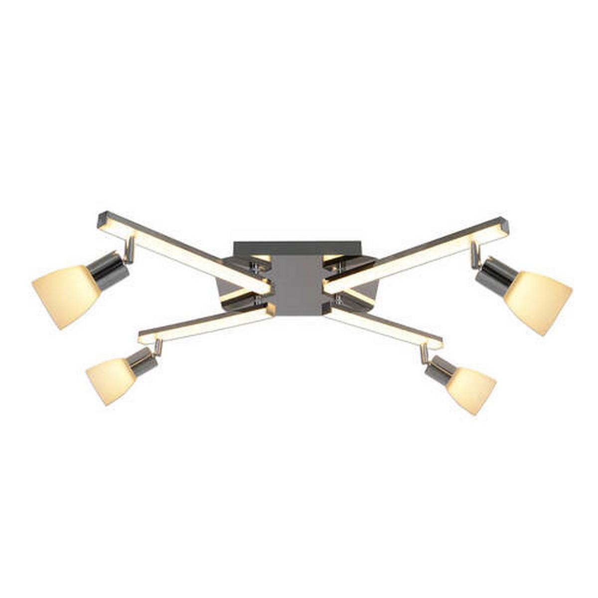 Strahler Ibiza 4-Flammig L: 68 cm - Chromfarben/Opal, Basics, Glas/Kunststoff (22/68cm) - Näve