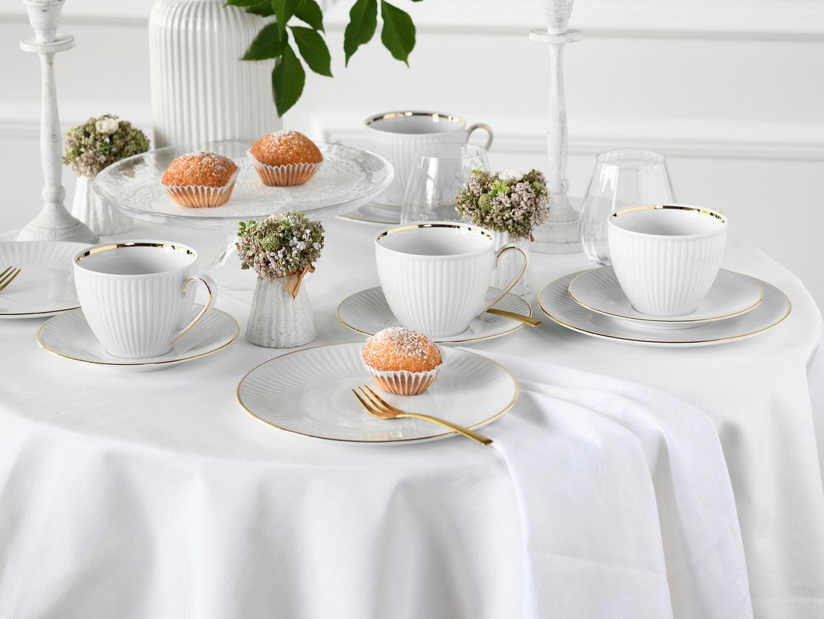 Kaffeeservice Valencia 18--Teilig., Weiß/Goldfarben - Goldfarben/Weiß, Design, Keramik - Creatable