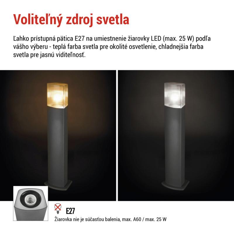 VONKAJŠIE LED SVIETIDLO LANA - antracitová, Modern, kov/plast
