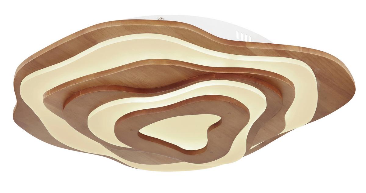 Led-deckenleuchte 41768-40 - Dunkelbraun/Opal, Natur, Holz/Kunststoff (58/50/10cm) - Globo