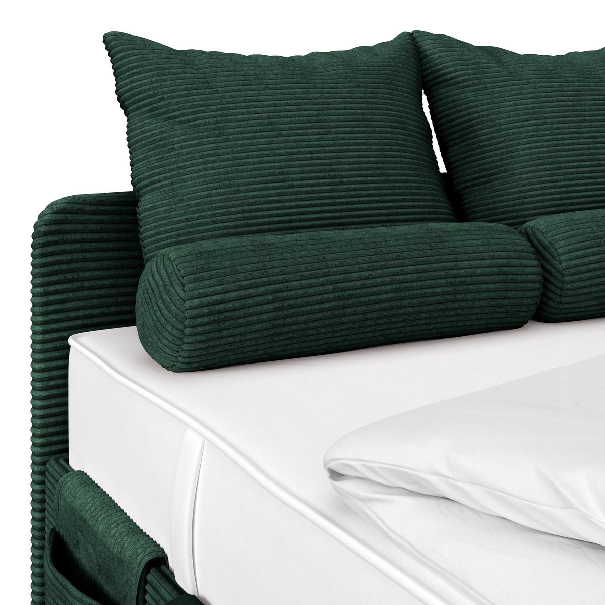 Kárpitozott Ágy Remi 140/200cm - rózsaszín/sötétzöld, Modern, textil/fa (140/200cm)