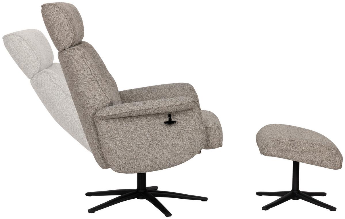 Relaxsesselset Mellow Taupe B: 77 cm - Taupe/Schwarz, Design, Holz/Textil (77/108/81cm) - Livetastic