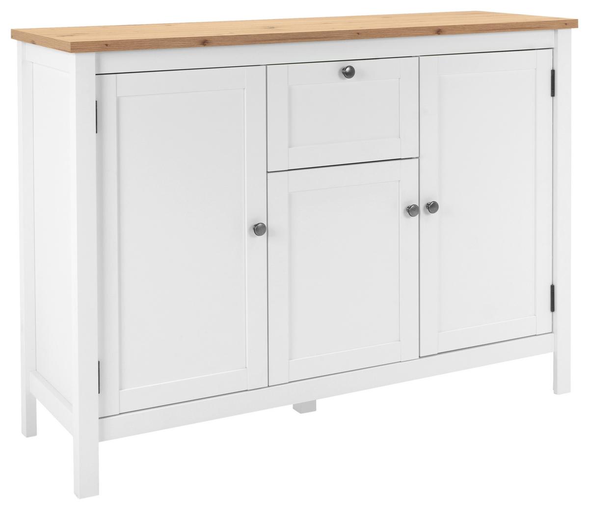 Sideboard Dekor Mit 3 Türen 120 cm Bergen 57 Weiß/ Eiche - Eichefarben/Weiß, KONVENTIONELL, Holzwerkstoff (120/90/40cm) - MID.YOU