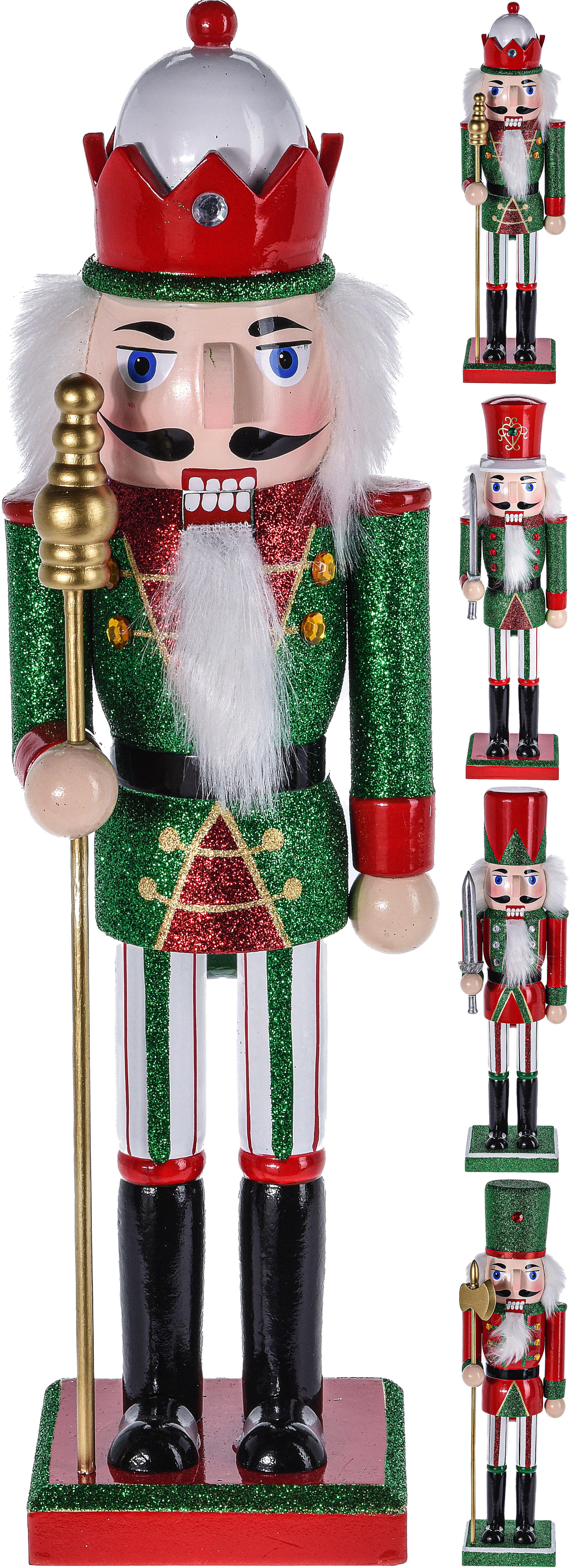 Diótörőfigura Albert - Piros/Zöld, konvencionális, Fa (36cm)