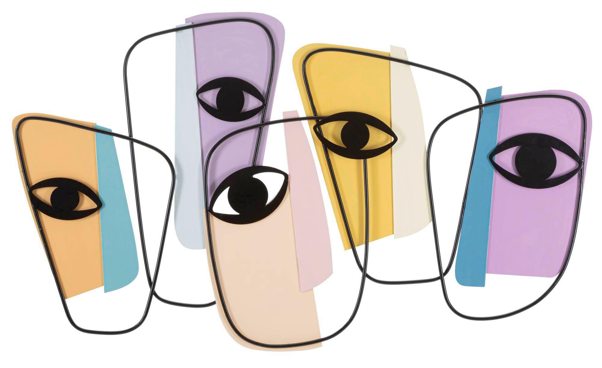 Wanddeko Eyes A Beige, Gelb, Lila B: 120 cm - Gelb/Beige, Basics, Metall (120/72/2cm)