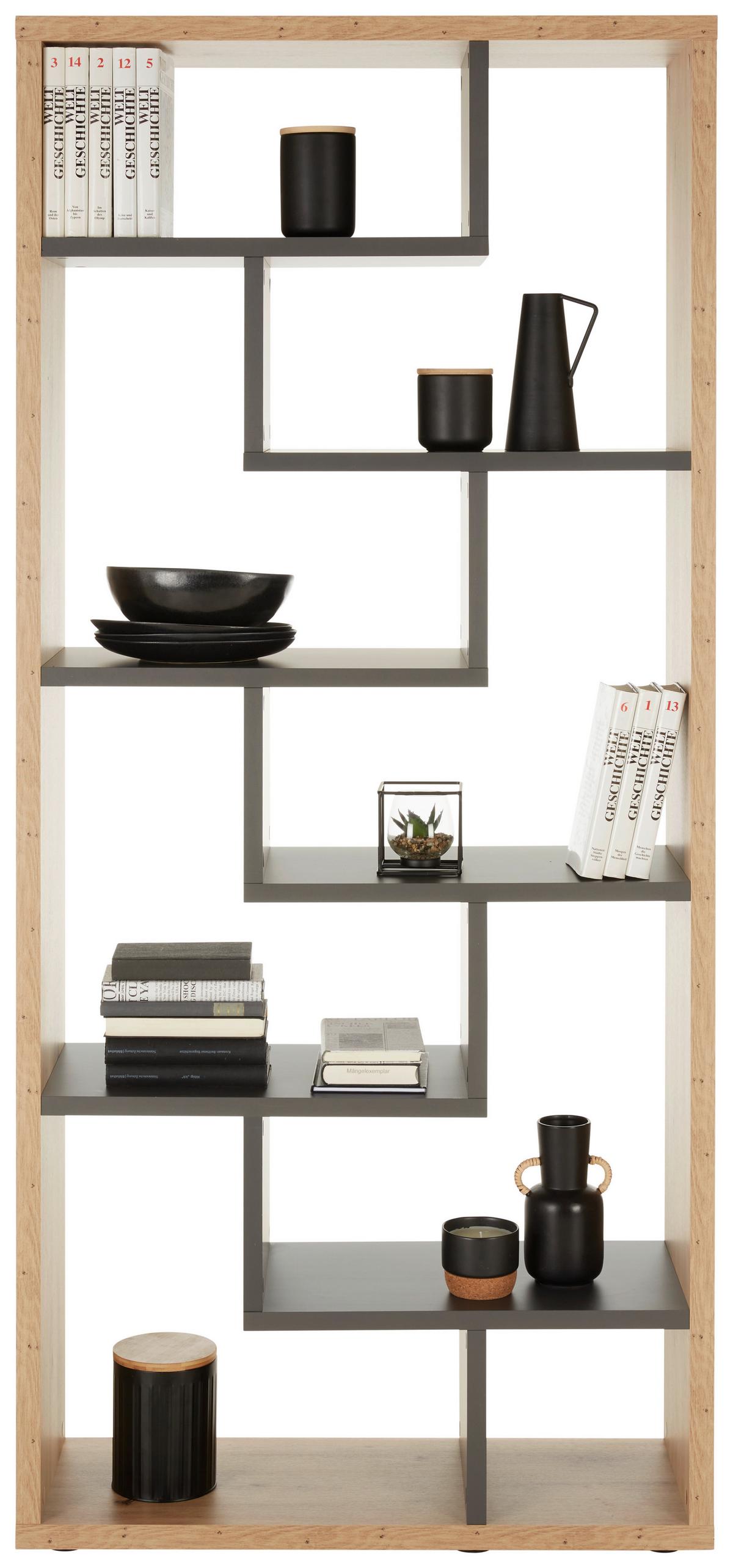 Vysoká deliaca stena Bounty, antracitová / dub - čierna/sivá, Modern, kompozitné drevo/plast (90/199/33cm) - Premium Living