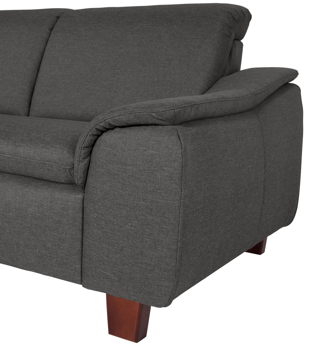 Ecksofa Aaron Anthrazit Flachgewebe - Anthrazit/Nussbaumfarben, Design, Textil (247/82/187cm) - Max Winzer