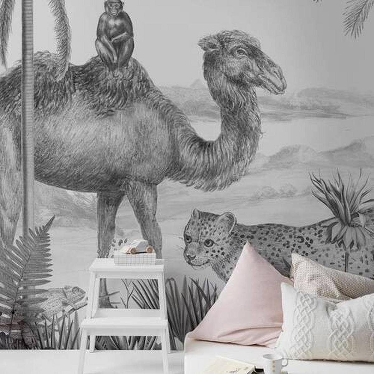 Fototapete Safari - Schwarz/Weiß, Trend, Papier/Kunststoff (300/280cm)
